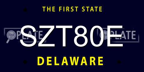 SZT80E Delaware License Plate