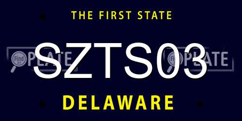 SZTS03 Delaware License Plate
