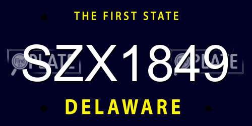 SZX1849 Delaware License Plate