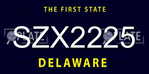 SZX2225 Delaware License Plate