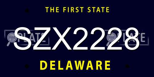 SZX2228 Delaware License Plate