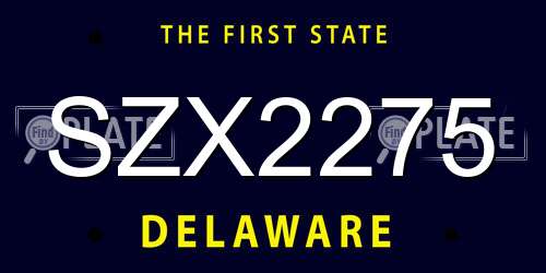 SZX2275 Delaware License Plate