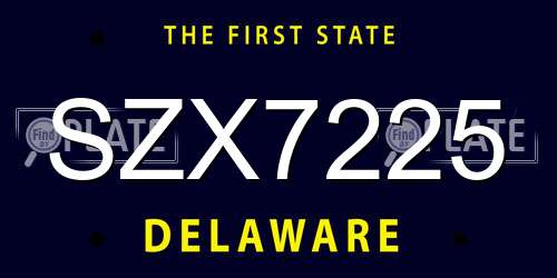 SZX7225 Delaware License Plate