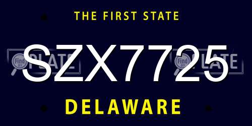 SZX7725 Delaware License Plate