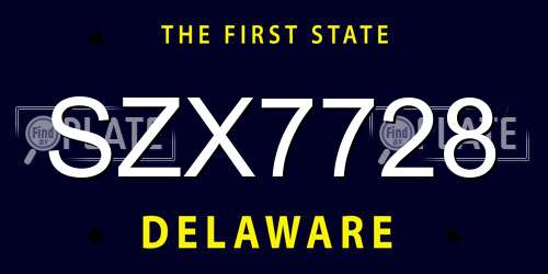 SZX7728 Delaware License Plate