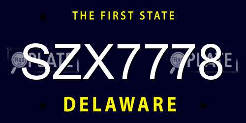 SZX7778 Delaware License Plate