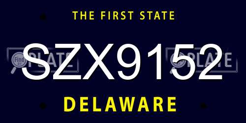 SZX9152 Delaware License Plate