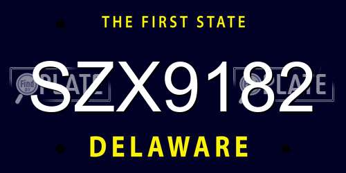 SZX9182 Delaware License Plate