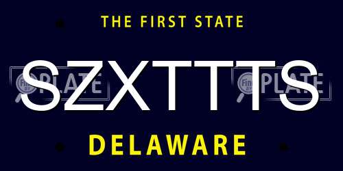 SZXTTTS Delaware License Plate