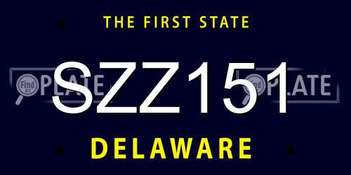 SZZ151 Delaware License Plate