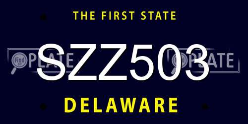 SZZ503 Delaware License Plate