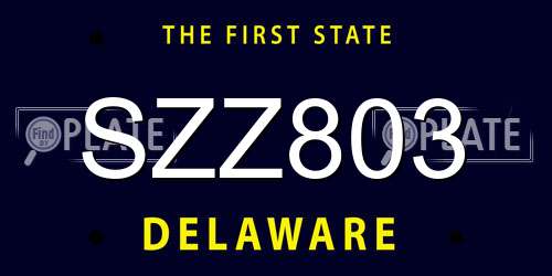 SZZ803 Delaware License Plate
