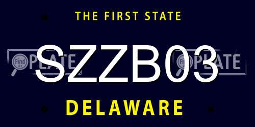 SZZB03 Delaware License Plate