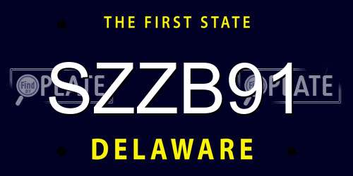 SZZB91 Delaware License Plate