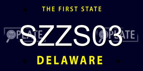 SZZS03 Delaware License Plate