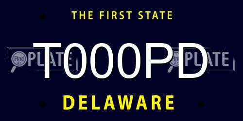 T000PD Delaware License Plate