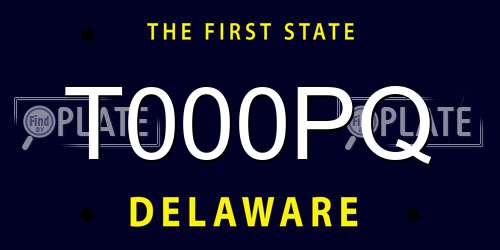 T000PQ Delaware License Plate