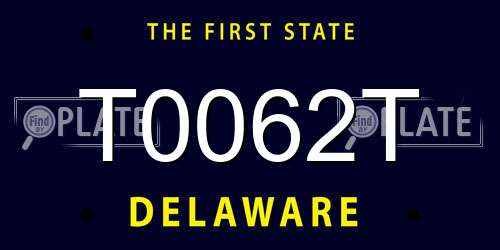 T0062T Delaware License Plate