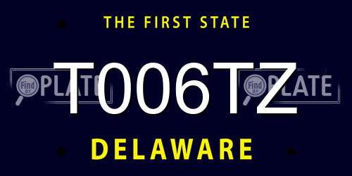 T006TZ Delaware License Plate