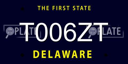 T006ZT Delaware License Plate