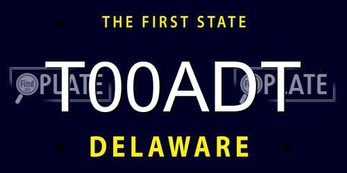 T00ADT Delaware License Plate
