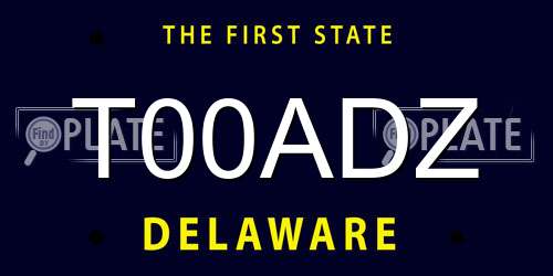 T00ADZ Delaware License Plate