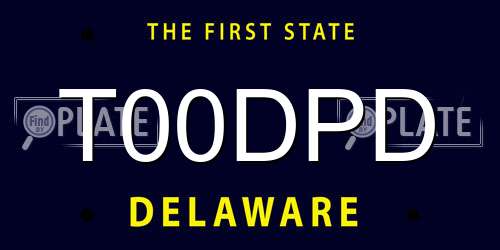 T00DPD Delaware License Plate