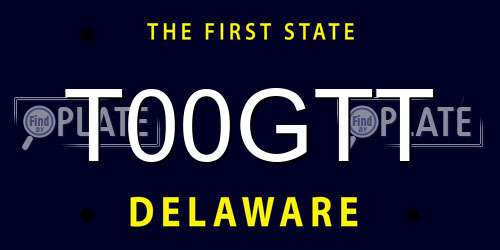 T00GTT Delaware License Plate