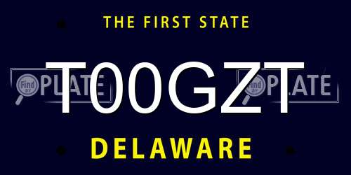 T00GZT Delaware License Plate