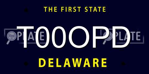 T00OPD Delaware License Plate