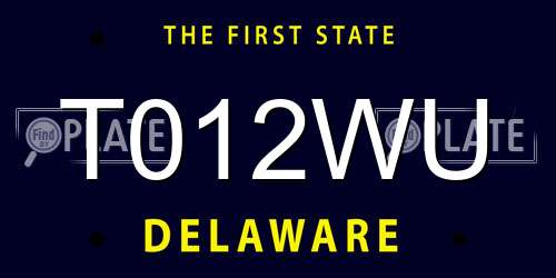 T012WU Delaware License Plate