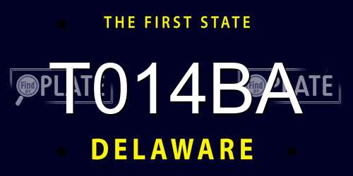 T014BA Delaware License Plate