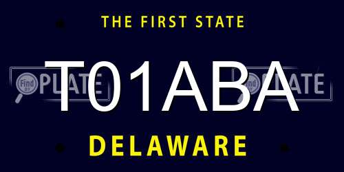 T01ABA Delaware License Plate