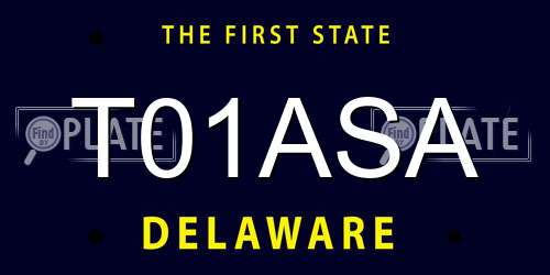 T01ASA Delaware License Plate
