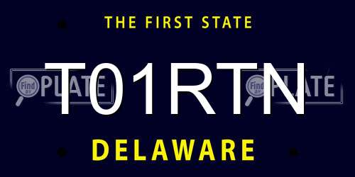T01RTN Delaware License Plate