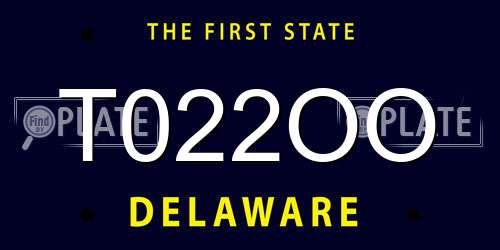 T022OO Delaware License Plate