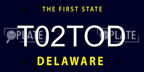 T02TOD Delaware License Plate