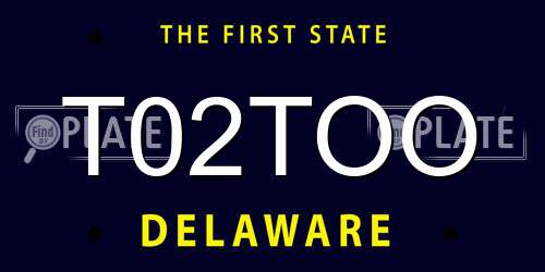 T02TOO Delaware License Plate
