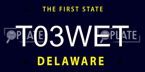 T03WET Delaware License Plate