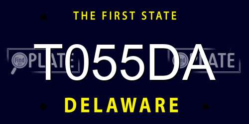 T055DA Delaware License Plate