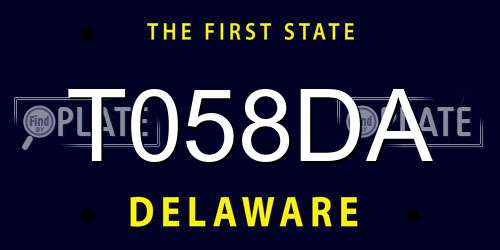 T058DA Delaware License Plate