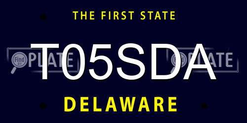T05SDA Delaware License Plate