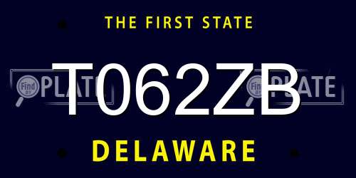 T062ZB Delaware License Plate