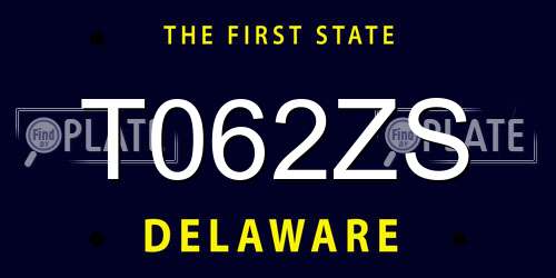 T062ZS Delaware License Plate