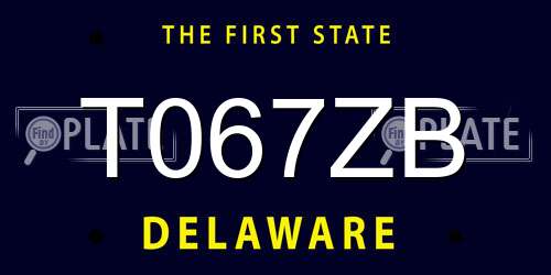 T067ZB Delaware License Plate
