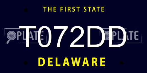 T072DD Delaware License Plate