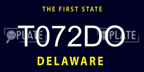 T072DO Delaware License Plate