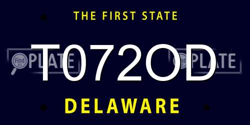T072OD Delaware License Plate