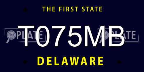T075MB Delaware License Plate