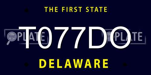 T077DO Delaware License Plate